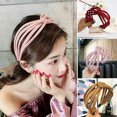 thumbnail image 4 of Qarigey Diademas con nudo de Color sólido para mujer, diadema sencilla, diadema para niña, lazo giratorio, nudo, tela para atar, lazo para el pelo, Accesorio para el cabello vino rojo Qarigey AP1169-05, 4 of 6