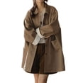 thumbnail image 1 of Women'S Oversized Button Down Denim Shirt Jacket Shacket Loose Fit Brown M, 1 of 9
