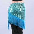 thumbnail image 6 of Nfurl Sequin Tassel Skirt for Women Shiny Belly Dance Hip Scarf Rave Party Festival Mini Skirts Trendy Glitter Sparkly Fringe Skirt Light Blue Free Size, 6 of 7