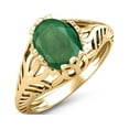 thumbnail image 2 of 925 Sterling Silver Gold Vermeil 9x7 MM Oval Shape Emerald Vintage Style Solitaire Mother's Day Gift Ring, 2 of 3