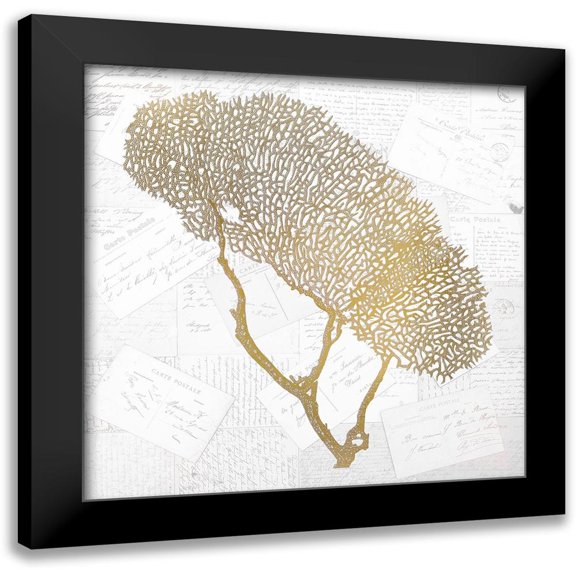 Kimberly, Allen 12x12 Black Modern Framed Museum Art Print Titled - Gold Coral 2
