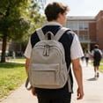 thumbnail image 4 of Corduroy Backpack, Large Capacity Lightweight Daypack for School & Travel, Ultralight Polyester Bag, 1-Pack, 4 of 6