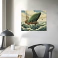 thumbnail image 3 of COMIO Fish Canvas Wall Art Hand Painted Lovely Whale Paintings Modern Coastal Pictures in Blue and White Color Abstract Animal Artwork for Living Room Bedroom Bathroom Decor, 3 of 4