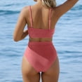 thumbnail image 4 of Xijirk Tankini Swimsuits for Women,Two Piece Swimwear U Neck High Waist Tankini Sets Adjustable Strap Bathing Suits Tummy Control Quick Dry Swimwear,Swimsuit for Women,XL,Pink, 4 of 6