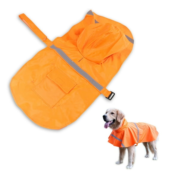 Big dog raincoat adjustable pet waterproof coat lightweight rainproof jacket poncho hoodie with reflective strip