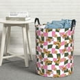 thumbnail image 6 of Fuzoiu Abstract Pink Plaid Butterfly Print Circular Hamper,Laundry Basket with Handle,Collapsible Laundry,Dirty Clothes Storage Basket,for Bedroom Bathroom Dorm Living Room-Small, 6 of 6