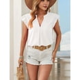 thumbnail image 5 of Osfvolr Womens Blouse V Neck Ruffle Sleeve Flowy Shirts Dressy Casual Cute Summer Tops White L, 5 of 8