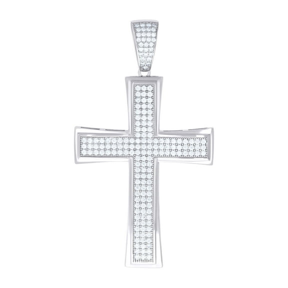925 Sterling Silver Mens Cubic-Zirconia Cross Religious Charm Pendant