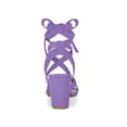 thumbnail image 2 of BLISSFUL STEP Women's Open Toe Crisscross Lace Up Block Heel Sandals Purple 8.5, 2 of 7