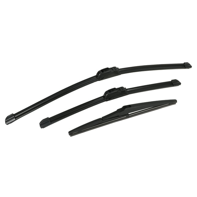 Unique Bargains 3 Pcs 24' 17' 12' Front Rear Windshield Wiper Blade Set Fit for Toyota RAV4 with J / U Hook Black