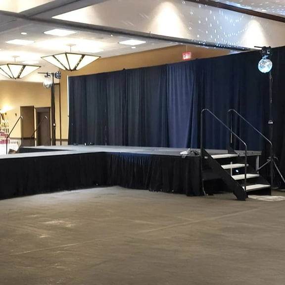BalsaCircle 20 feet x 24" Black Portable Polyester Stage Skirting Party Reception Event Decoration Trade Show Booth Linens
