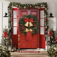 thumbnail image 5 of Yyuenw Christmas Door Cover Swag with Golden Bells and Red Bow Hanging Banner Backdrop Photography Background Decoration Holiday Door Hanging Cover Winter New Year 71x35 Inch, 5 of 6