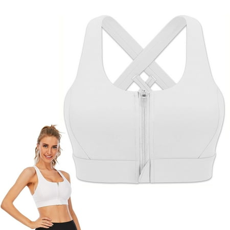 

Women Sports Bra Front Zipper Tights Crop Top Shockproof