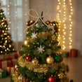 thumbnail image 3 of Green Metal Christmas Tree Topper with Rhinestones Large Bow Tree Topper for Xmas Decor Spring Base for Easy Secure Placement(Gold), 3 of 6