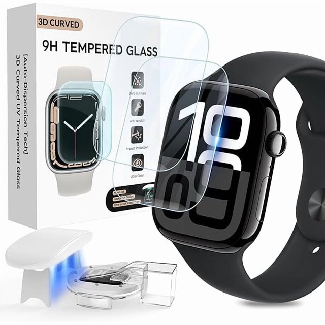 wonima02 Compatible for Apple Watch Series11/Series 10 Screen Protector 46mm, Tempered Glass 𝐇𝐢𝐝𝐞 𝐒𝐜𝐫𝐚𝐭𝐜𝐡𝐞𝐬 Full Coverage Bubble Free HD Film for iWatch Seires 10 46mm - 2 Pack