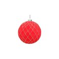 thumbnail image 2 of 6 Inch Red Flocked Christmas Ball Ornament with Gold Thread Diamond Pattern, Shatterproof Large Xmas Tree Hanging Bauble for Party Decor, 2 of 7