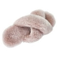 thumbnail image 2 of CLPP'LI Womens Cross Band Fluffy Fuzzette Slippers - Pink - 7, 2 of 5