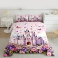 thumbnail image 2 of Homewish Luxury Princess Castle Bedding Comforter Set,Brauty Flower Floral Twin Comforter Sets,Fairy Tale Theme Bedding Set For Girrl Kids,Breathable Home Decor Reversible,2pcs, 2 of 8