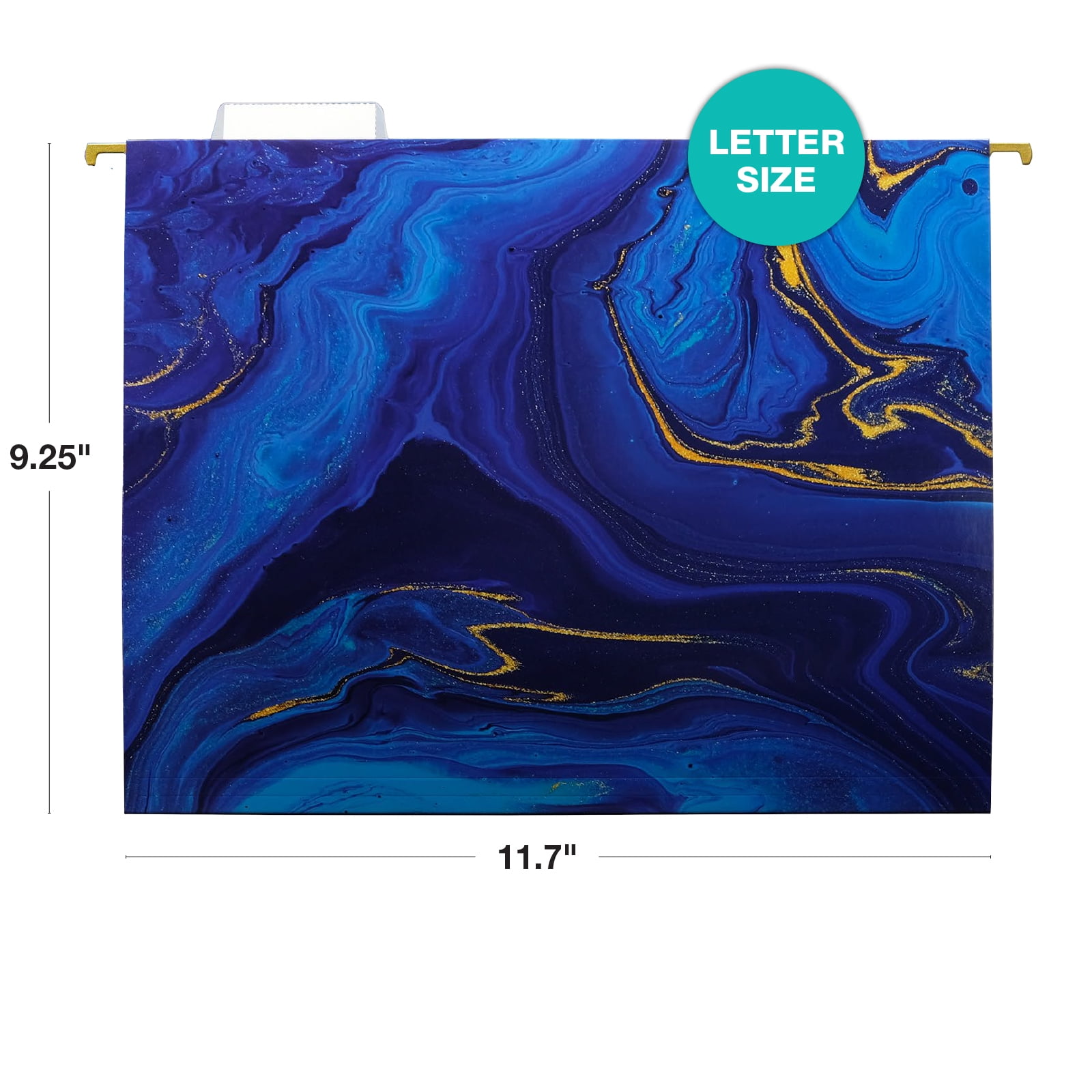 Global Printed Products Deluxe Designer Printed Hanging File Folders, 4 Patterns, Letter Size, 12/pk (Marble)