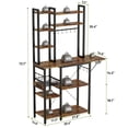 thumbnail image 6 of Keenstone Kitchen Bakers Rack Desktop Extension with 3 Power Outlets, Microwave Oven Stand with 14 S-shaped Hooks ,Coffee Bar Table 10 Tiers with Wire Basket,Rustic Brown, 6 of 11