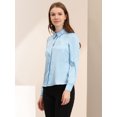 thumbnail image 4 of INSPIRE CHIC Camisa Casual De Negocios De Oficina De Satén De Manga Larga Con Botones Y Cuello En Punta Para Mujer Azul claro S, 4 of 6