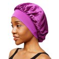 thumbnail image 4 of Nuevo Gorro de dormir de ala ancha liso de satén para mujer, gorro Unisex con banda elástica para la cabeza, gorro para el cuidado del cabello, gorro de noche, gorro de noche, 4 of 5
