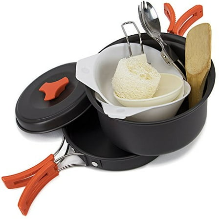 Base Camp Storage - Grizzly Peak 10-piece Lightweight Camping Cookware Mess Kit Set with Storage Bag