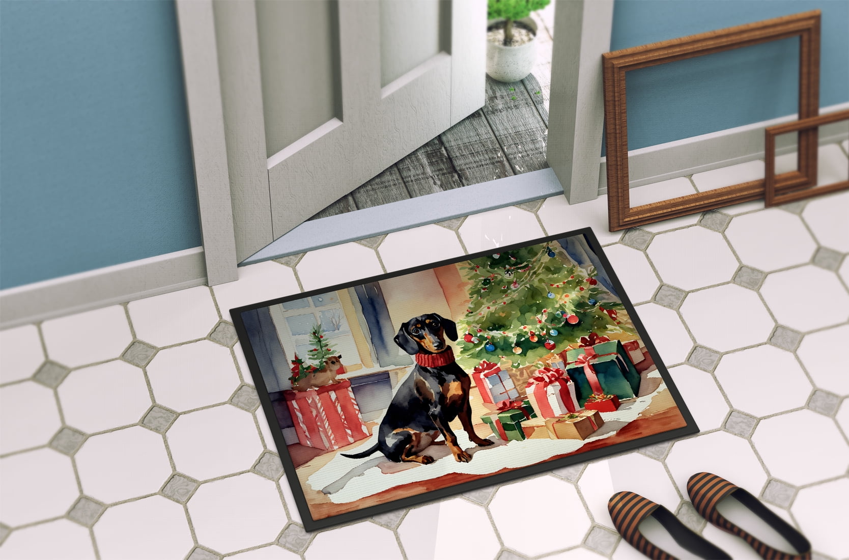 Carolines Treasures DAC2643MAT 0.15 x 18 x 27 in. Dachshund Cozy Christmas Doormat
