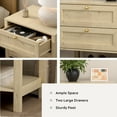thumbnail image 4 of Joyyskill End Table with 2 Drawers, Farmhouse Nightstand with Open Shelf, Modern Bedside Cabinet Side Table Night Stand for Bedroom, Light Oak, 4 of 6