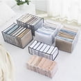 thumbnail image 4 of SEARCHI Foldable Clothes Organizer Box, Mesh Closet Underwear Storage Bins, Grey Washable Folded Wardrobe Drawer Dividers Set, 6/7/11 Compartment/Grids for Clothing Socks Jeans Pants Ties Scarves Bras, 4 of 7