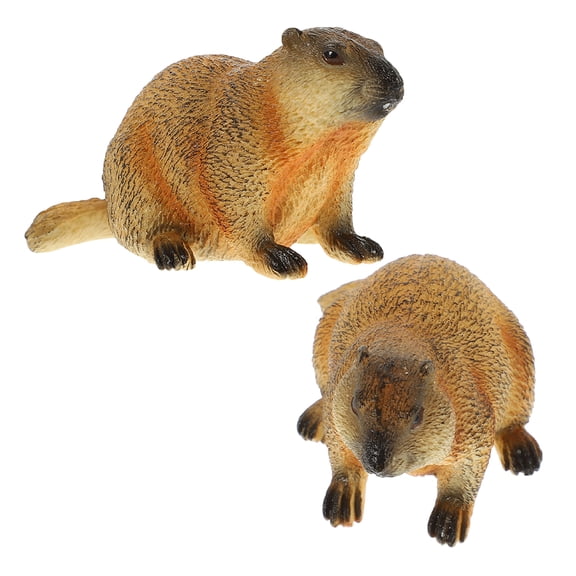 FRCOLOR  2 Pcs Miniature Groundhog Figurine Decoration Tail File Tweezers Child