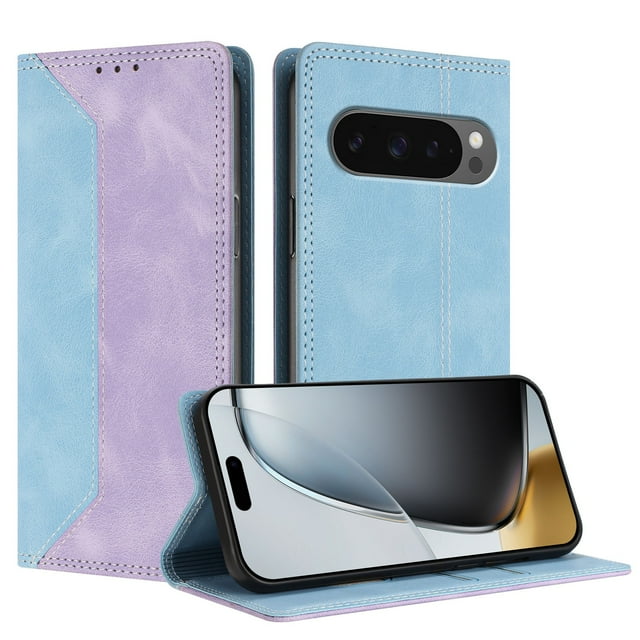 Phone Case for Google Pixel 10 Pro XL FOXDOCK Premium Leather,Creative Dual-Color Cover with Card Slot,Shockproof
