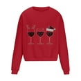 thumbnail image 4 of UVEASISHA Christmas Oversized Sweatshirts for Men Xmas Wine Glasses Print Crewneck Pullover Funny Tops Winter Loose Fit Casual Fleece Sweatshirt Back to College Sale Red 2XL, 4 of 5
