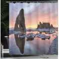 thumbnail image 4 of Ambesonne Digital Shower Curtain, Sunset Sea Stacks Beach, 69"Wx84"L, Orange and Grey, 4 of 5