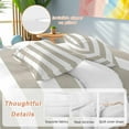 thumbnail image 2 of Beige and Bedding Duvet Cover Set Queen Size 4 Pieces White Stripe Soft Twill Plush Quilt Cover, Include 1 Duvet Cover 1 Flat Sheet And 2 Pillow, 2 of 7