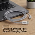 thumbnail image 3 of Powertek Fashion USB-C to USB-C Cable 6ft Gray, 60W Fast Charging Type-C Braided Cable for iPhone 15 and Newer, Galaxy, iPad, Tablets & USB-C Devices, 3 of 8