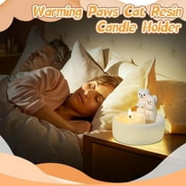 Ceramic Cat Candlestick Cute Grille Aromatherapy Living Room Desktop Decoration Birthday Gift Ornament