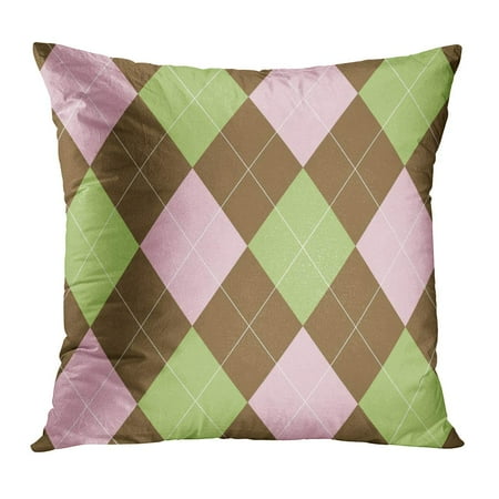 - ECCOT Brown 1960S Pink and Green Argyle Tan 1970S 1980S 60S 70S 80S Pillowcase Pillow Cover Cushion Case 18x18 inch