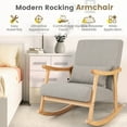 thumbnail image 5 of Costway Upholstered Rocking Chair with Pillow Rocking Armchair with Rubber Wood Frame Grey, 5 of 10