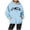 Sky Blue, variant on NinXxx Women's Letter Printed Round Neck Pullover Long Sleeve Hoodie Green S