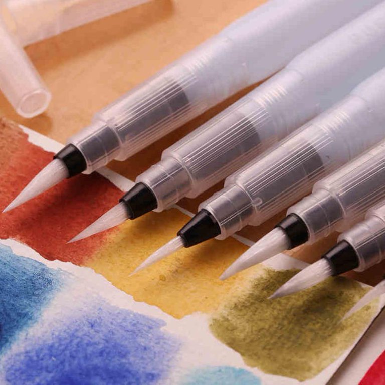 6Pcs/Set Water Color Brush Refillable Pen Watercolor Color Drawing