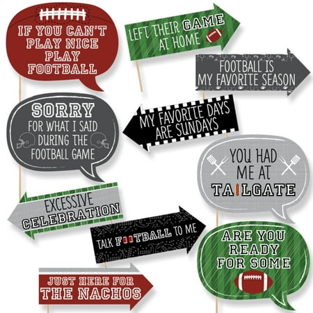 Funny End Zone - Football - Tailgating Party Photo Booth Props Kit - 10 Piece