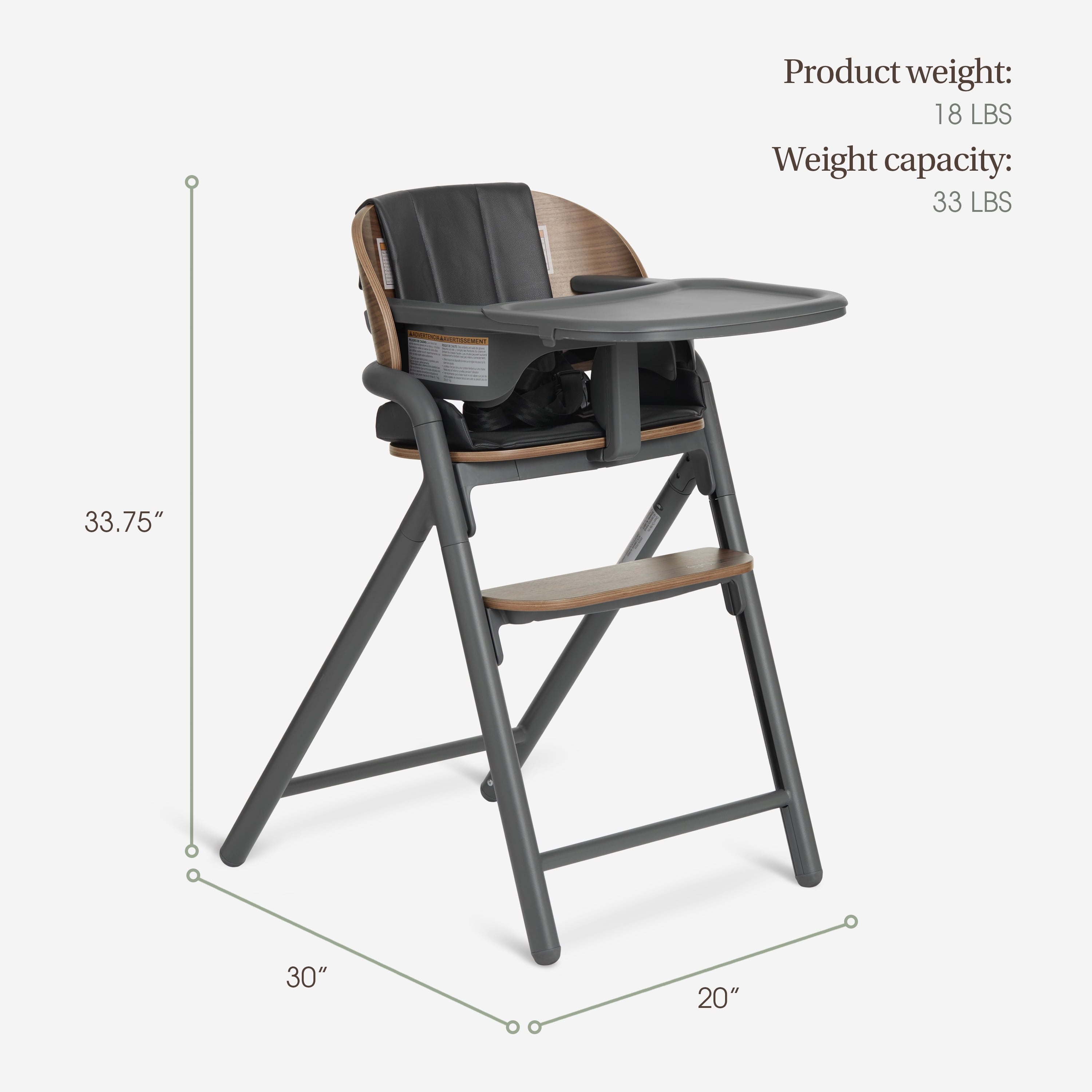 Evolur Step and Savor Convertible High Chair​, Walnut Gray