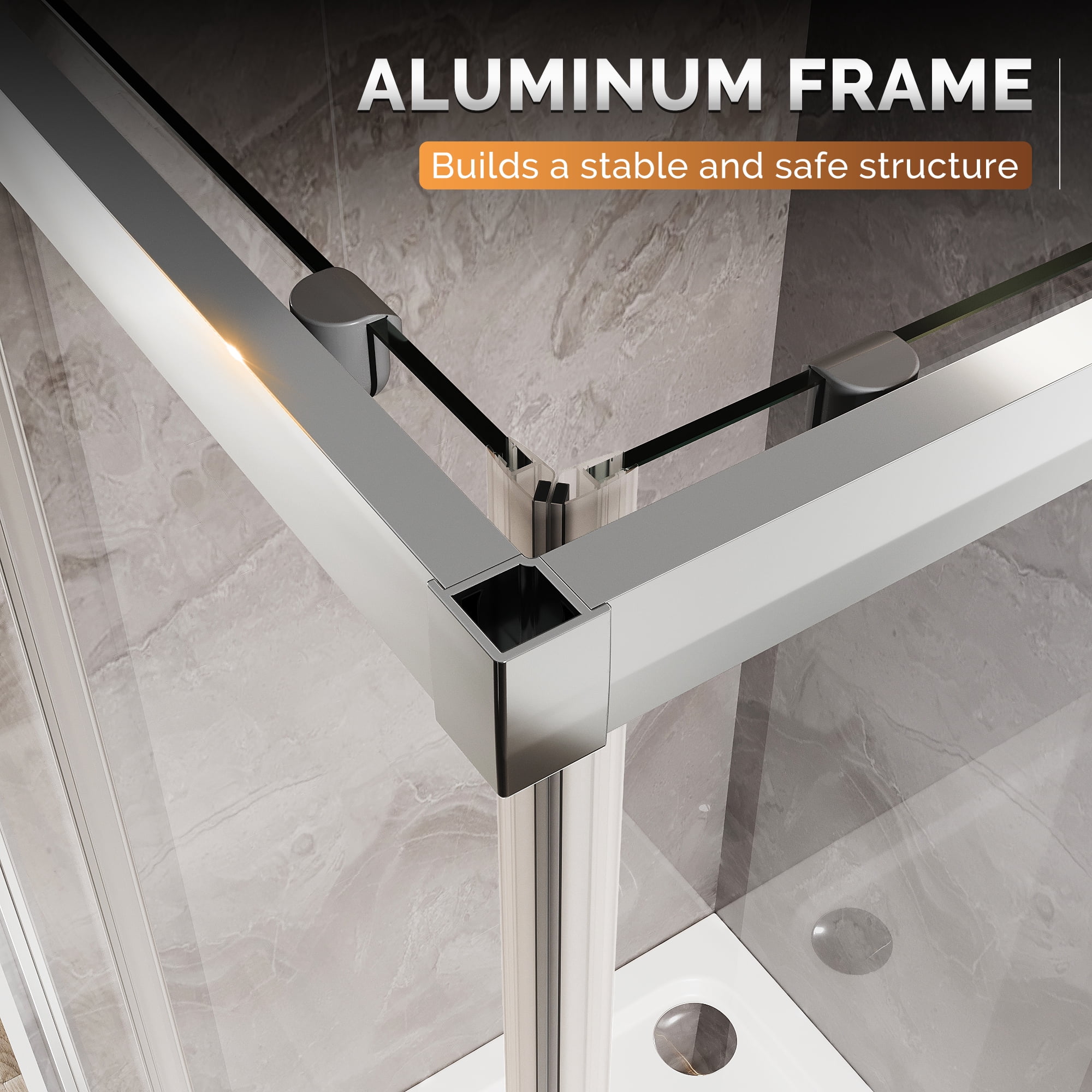 Sunny Shower 34" x 34" x 72" Corner Entry Shower Enclosure with Sliding Doors, Bright Silver Finish