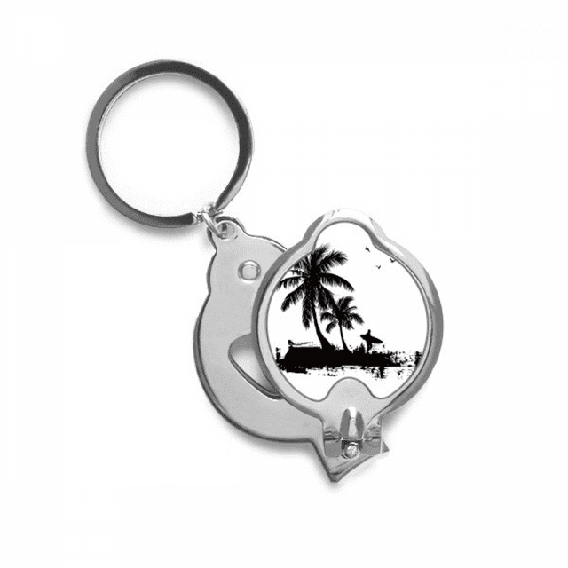 Beach Coconut Tree Illustration Pattern Finger Nail Clippers Scissor Stainless Steel Cutter