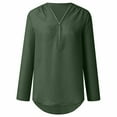 thumbnail image 5 of ZZwxWA Women's Summer Long Sleeve Zip Casual Tunic V-Neck Rollable Blouse Tops, 5 of 6