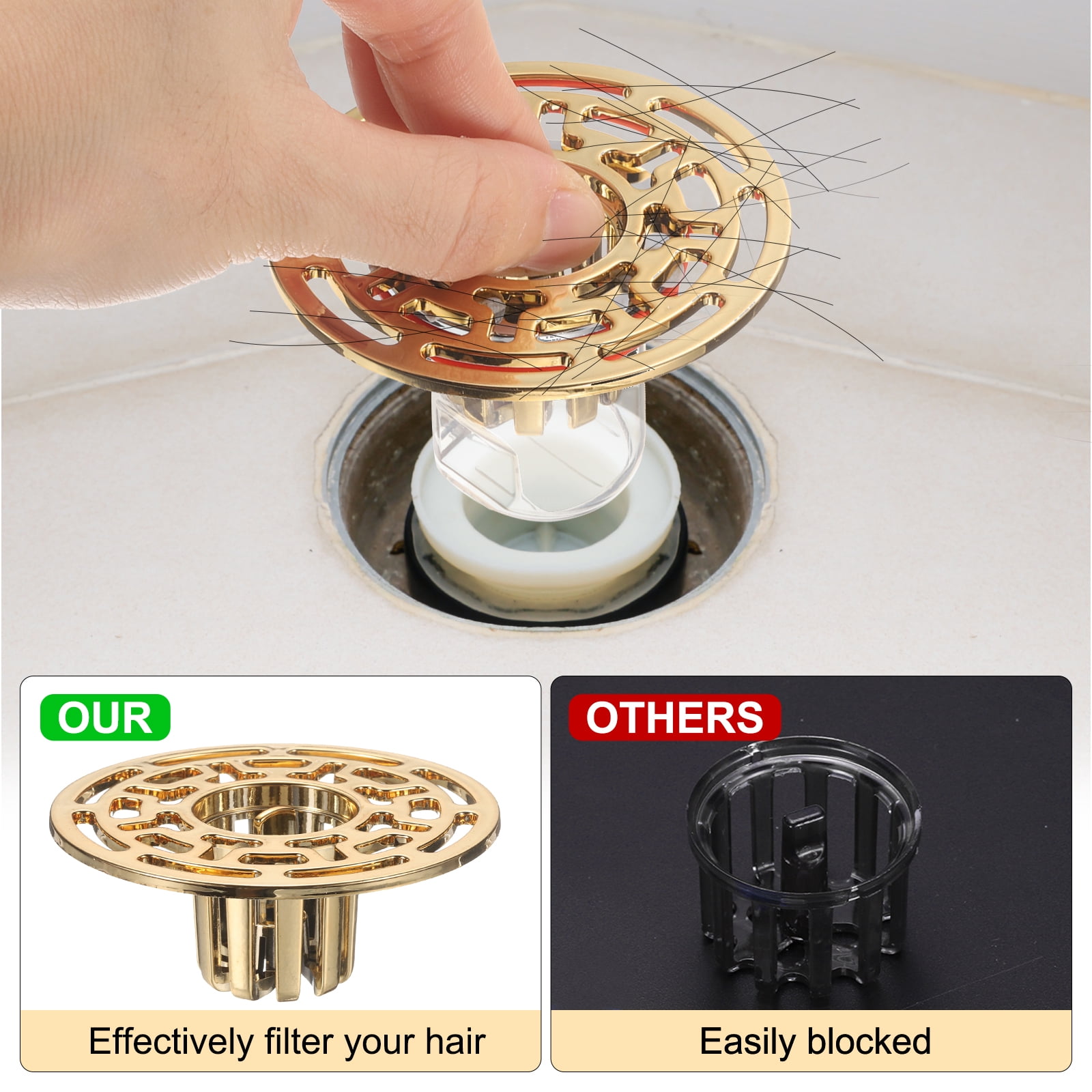 Unique Bargains Odor-Proof Shower Drain Backflow Preventer Gold / Clear