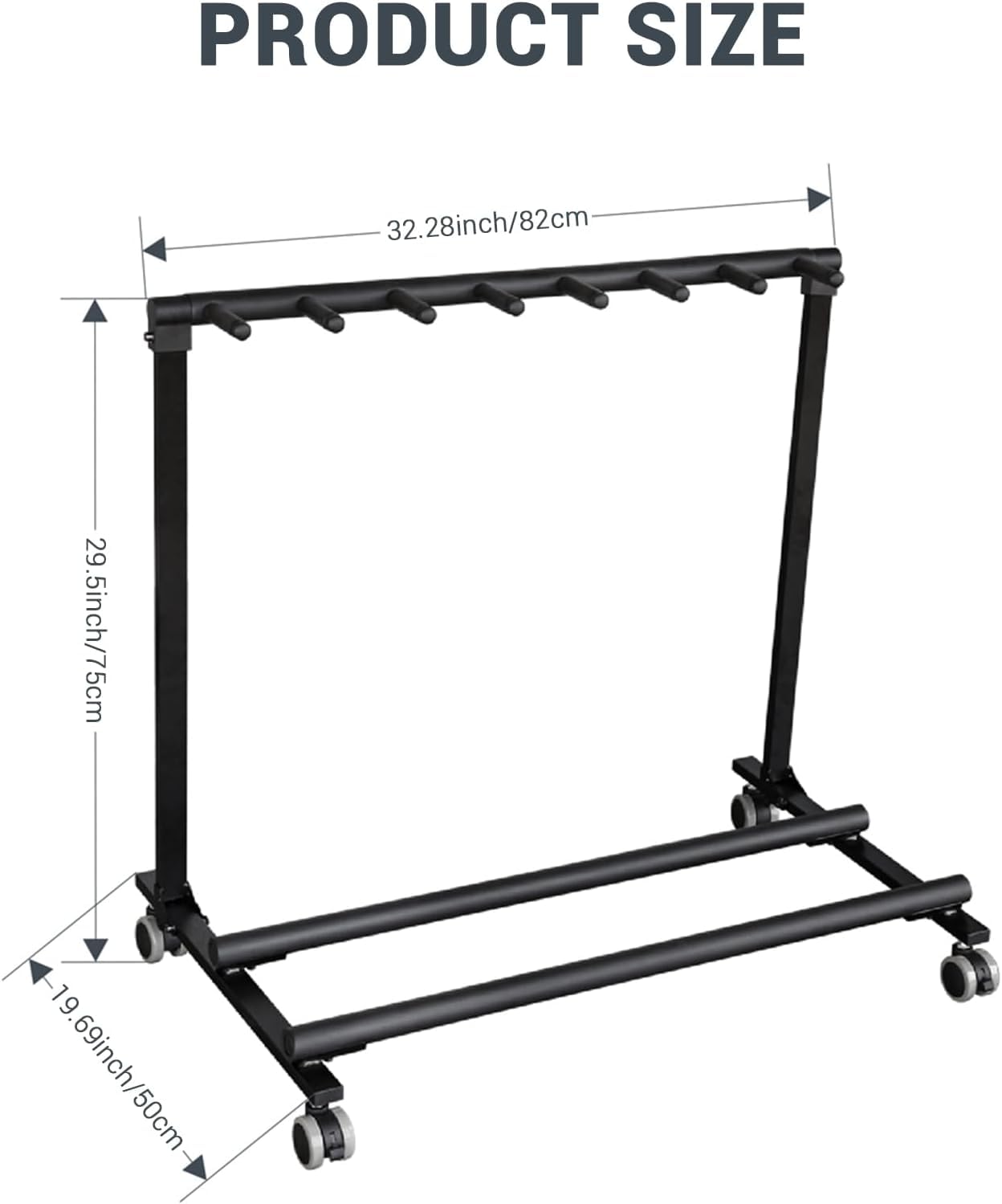 Soonbuy Multi Guitar Stand Rack With Wheels, Foldable Guitar Stand Display Rack With No-Slip Rubber Padding, Storage Rack for Home Band Stage Bass Acoustic Electric Studio Use, Black