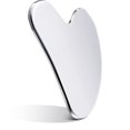thumbnail image 1 of Herramienta facial Gua Sha Nuanchu de acero inoxidable plateada con funda, 1 of 7