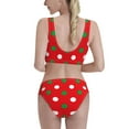 thumbnail image 3 of Vsdgher Womens High Waisted Bikini Sets Two Piece Swimsuit White and Green Polka Dot Print Tummy Control Bathing Suit-Medium, 3 of 8